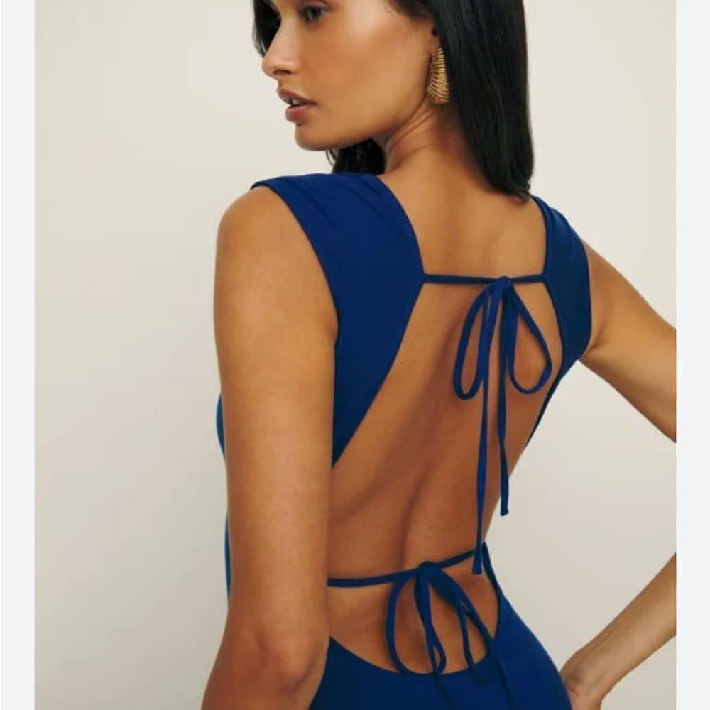 Reformation Sabine Knit Dress Royal Large NWT $218 - Picture 6 of 8